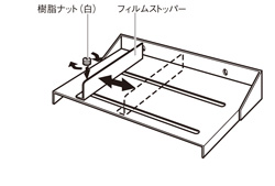 操作方法：フィルムストッパー左右位置調整解説イラスト