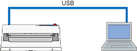 OPL-451-MDとパソコンとのUSB接続イメージのイラスト