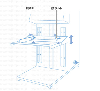操作方法：テーブル高さ調整方法の解説イラスト