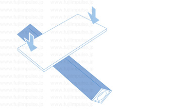 操作方法：樹脂板を角パイプヒーターの上に載せru
の解説用イラスト