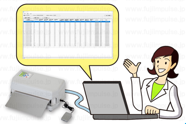 「測定データをパソコンで管理のイメージ」のイラスト