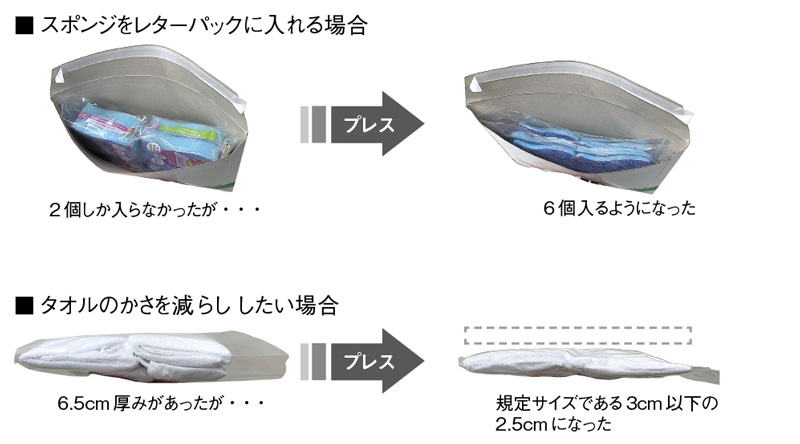 PXの包装前後のサンプル比較の写真による解説