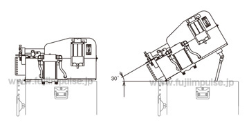 シーラー頭部0度と30度傾斜時の側面からみた図解イラスト